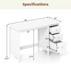 Scrivania per Computer Costway con 3 Cassetti, Workstation per Ufficio, Studio e Casa, Bianco/Nero/Marrone