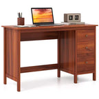 Scrivania per Computer Costway con 3 Cassetti, Workstation per Ufficio, Studio e Casa, Bianco/Nero/Marrone