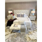 Comodino a 2 cassetti Luiza - NST6602 - Bianco/Oro - Safavieh