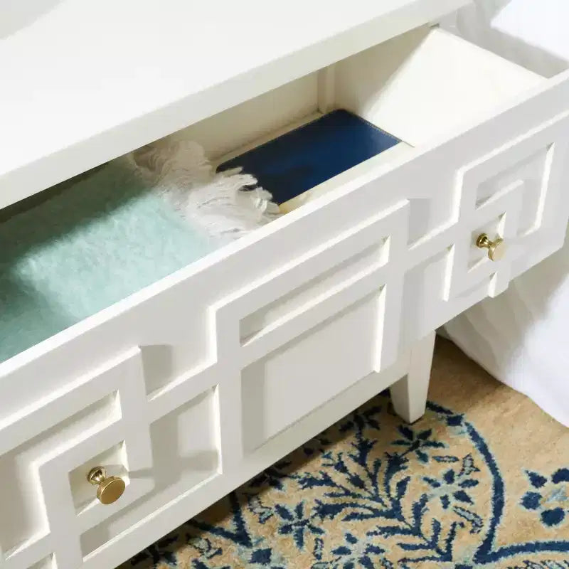 Comodino a 2 cassetti Luiza - NST6602 - Bianco/Oro - Safavieh