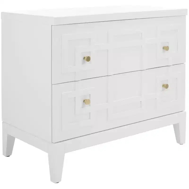 Comodino a 2 cassetti Luiza - NST6602 - Bianco/Oro - Safavieh