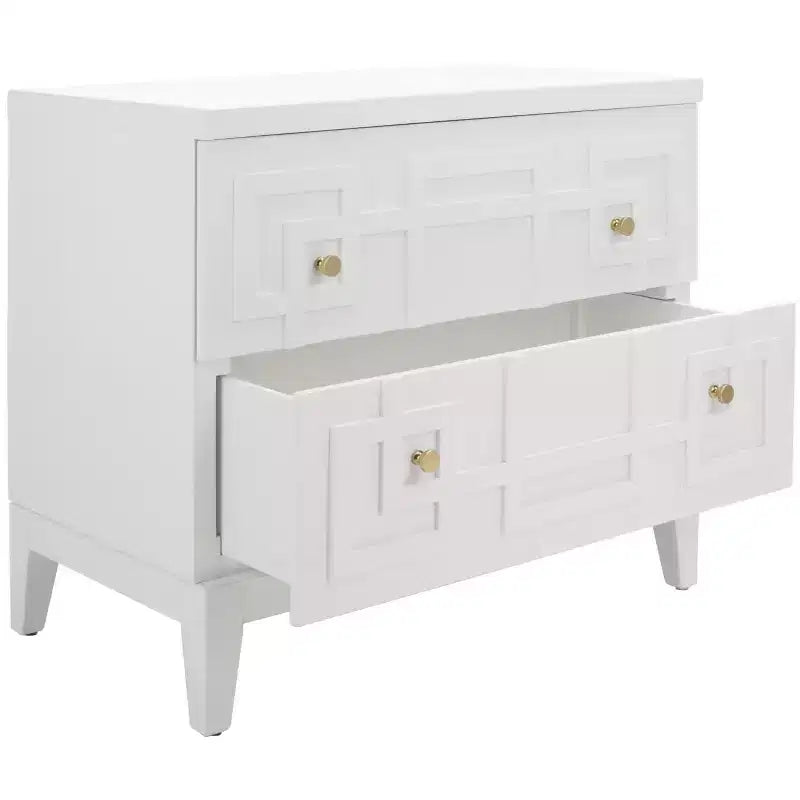 Comodino a 2 cassetti Luiza - NST6602 - Bianco/Oro - Safavieh