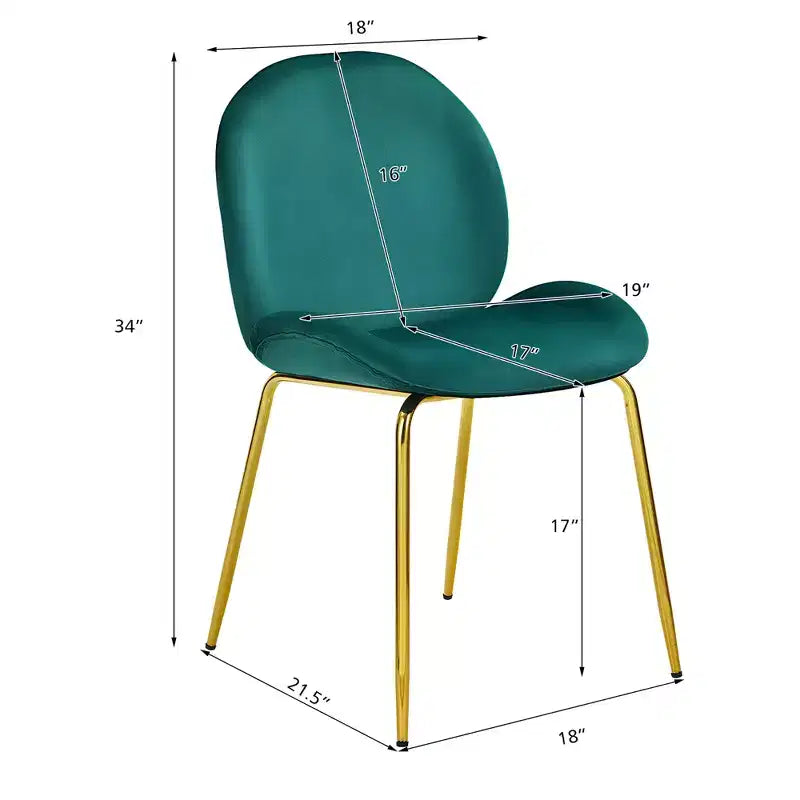 Costway Set di 2 Sedie da Pranzo in Velluto con Gambe in Metallo Dorato Rosa/Beige/Verde/Grigio