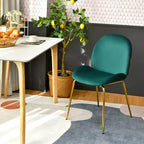 Costway Set di 2 Sedie da Pranzo in Velluto con Gambe in Metallo Dorato Rosa/Beige/Verde/Grigio