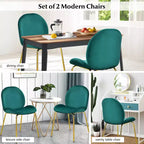 Costway Set di 2 Sedie da Pranzo in Velluto con Gambe in Metallo Dorato Rosa/Beige/Verde/Grigio