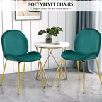 Costway Set di 2 Sedie da Pranzo in Velluto con Gambe in Metallo Dorato Rosa/Beige/Verde/Grigio