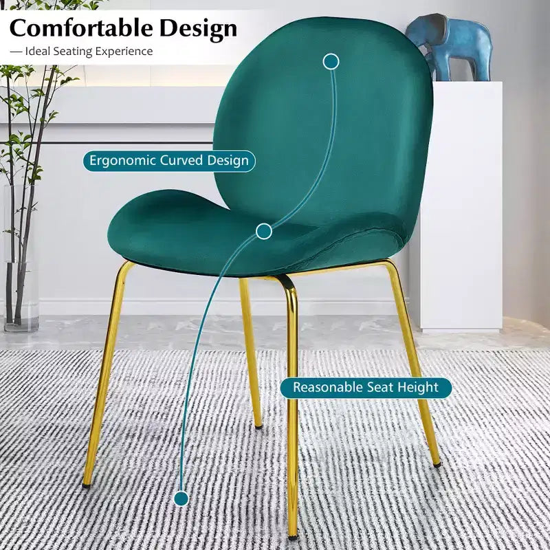 Costway Set di 2 Sedie da Pranzo in Velluto con Gambe in Metallo Dorato Rosa/Beige/Verde/Grigio