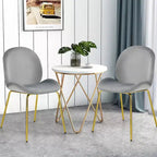 Costway Set di 2 Sedie da Pranzo in Velluto con Gambe in Metallo Dorato Rosa/Beige/Verde/Grigio