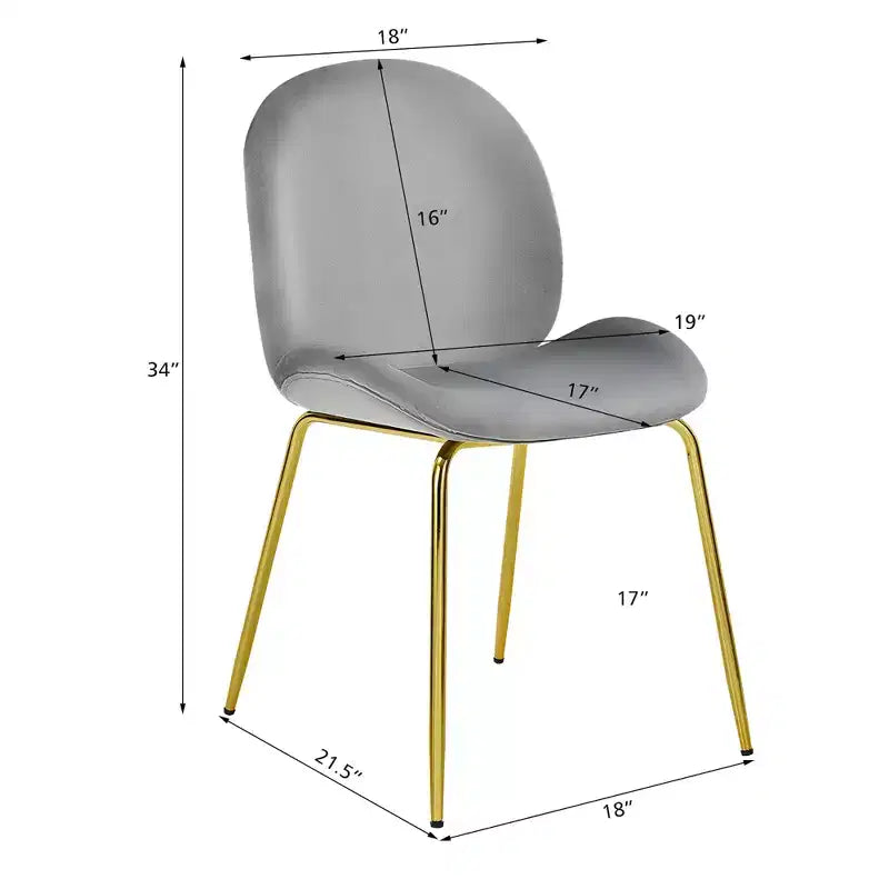 Costway Set di 2 Sedie da Pranzo in Velluto con Gambe in Metallo Dorato Rosa/Beige/Verde/Grigio