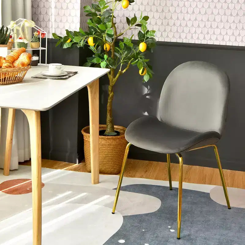 Costway Set di 2 Sedie da Pranzo in Velluto con Gambe in Metallo Dorato Rosa/Beige/Verde/Grigio