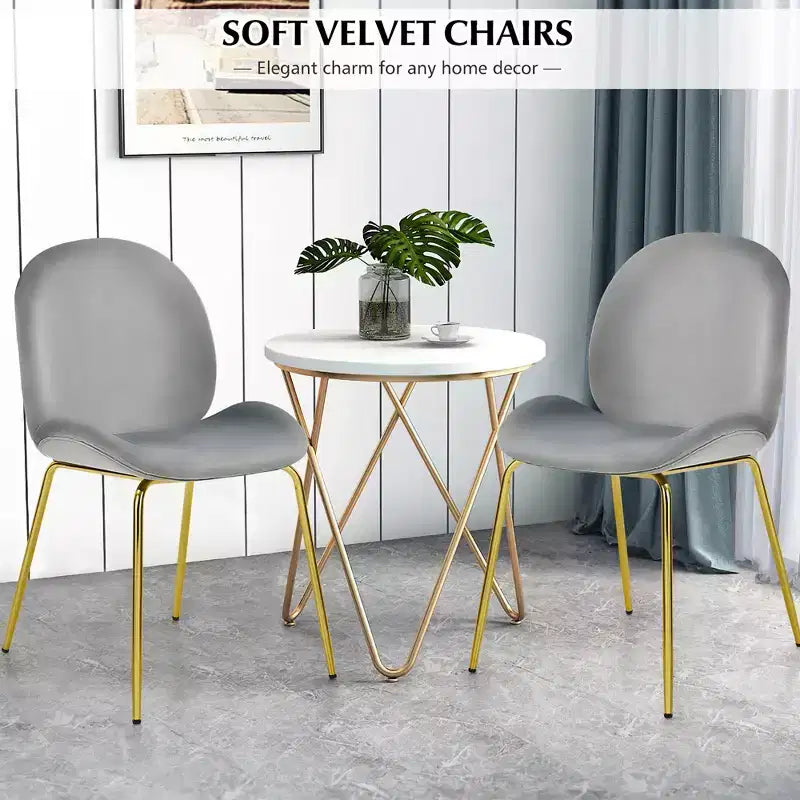 Costway Set di 2 Sedie da Pranzo in Velluto con Gambe in Metallo Dorato Rosa/Beige/Verde/Grigio