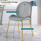 Costway Set di 2 Sedie da Pranzo in Velluto con Gambe in Metallo Dorato Rosa/Beige/Verde/Grigio