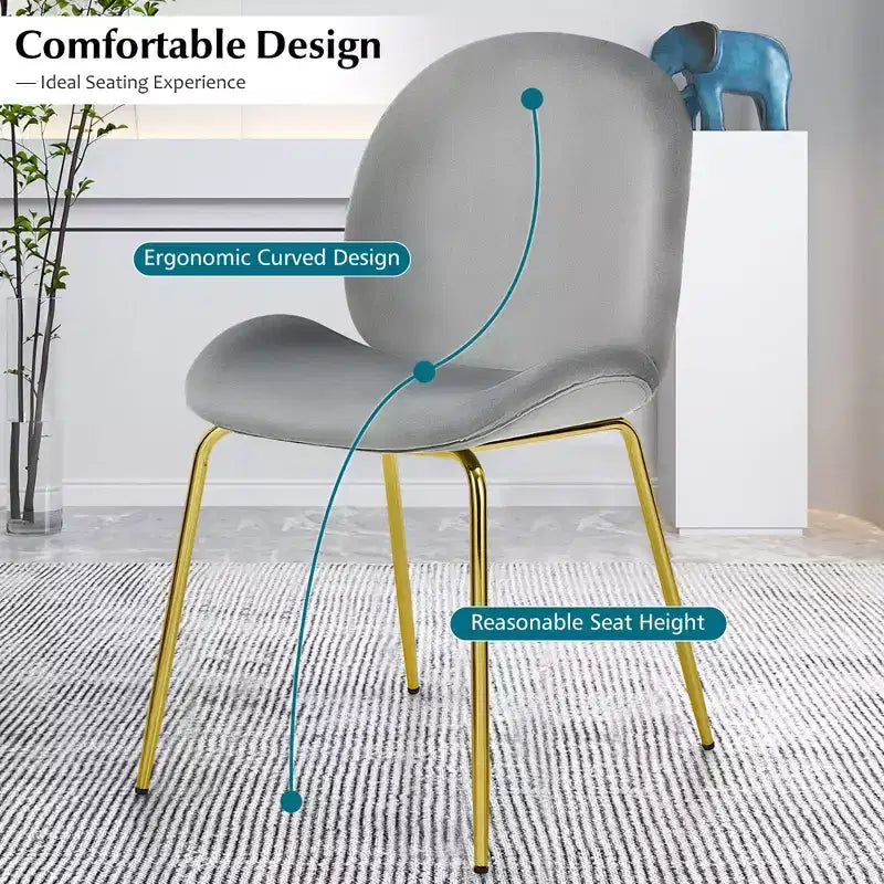 Costway Set di 2 Sedie da Pranzo in Velluto con Gambe in Metallo Dorato Rosa/Beige/Verde/Grigio