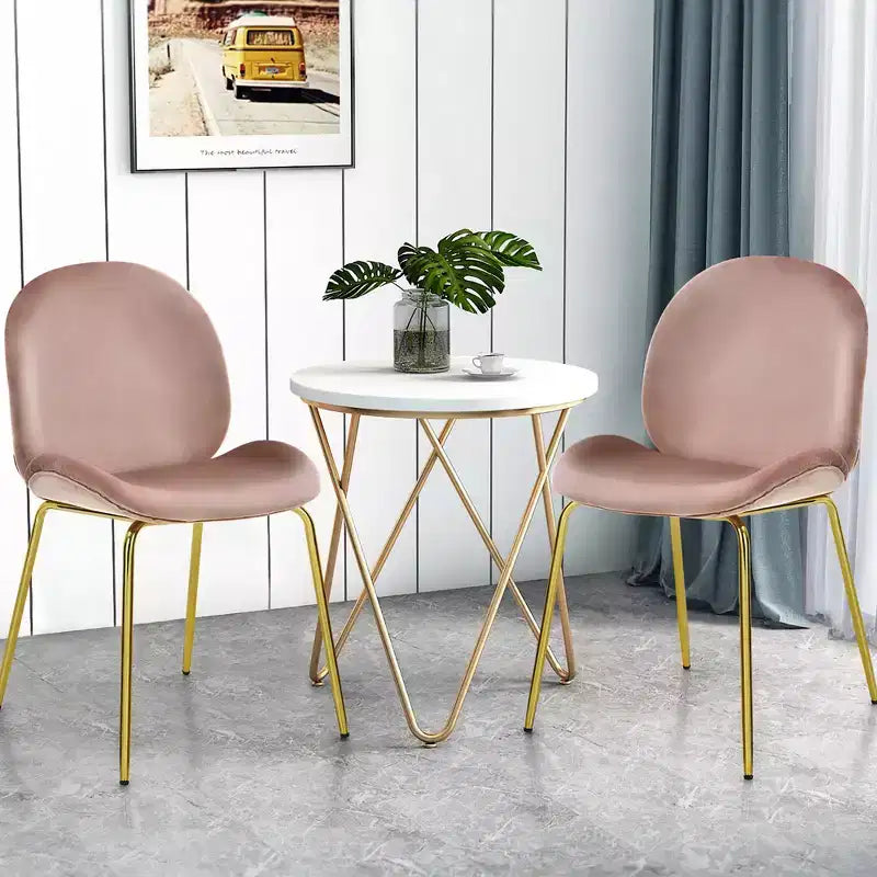 Costway Set di 2 Sedie da Pranzo in Velluto con Gambe in Metallo Dorato Rosa/Beige/Verde/Grigio