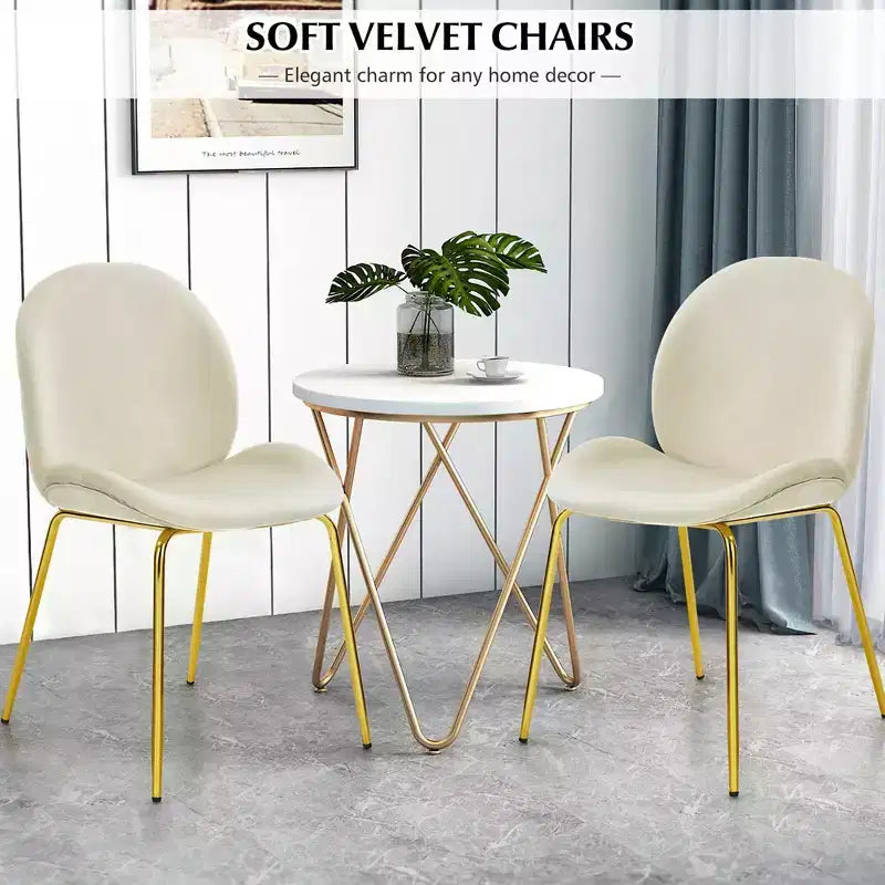 Costway Set di 2 Sedie da Pranzo in Velluto con Gambe in Metallo Dorato Rosa/Beige/Verde/Grigio