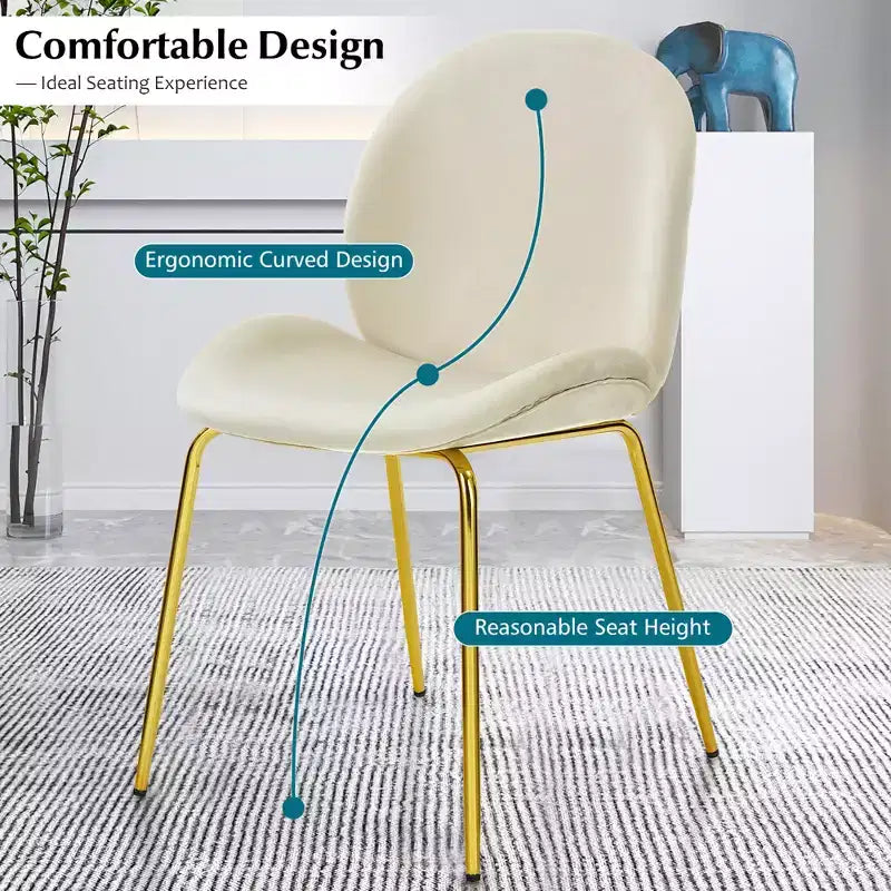 Costway Set di 2 Sedie da Pranzo in Velluto con Gambe in Metallo Dorato Rosa/Beige/Verde/Grigio