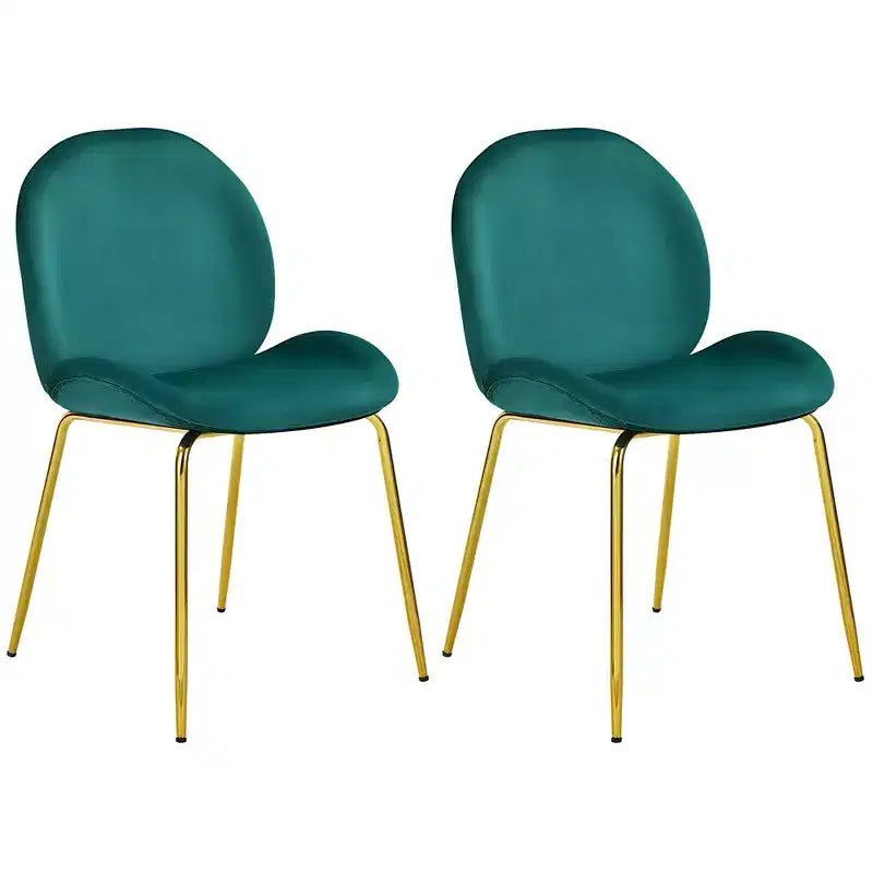 Costway Set di 2 Sedie da Pranzo in Velluto con Gambe in Metallo Dorato Rosa/Beige/Verde/Grigio