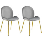 Costway Set di 2 Sedie da Pranzo in Velluto con Gambe in Metallo Dorato Rosa/Beige/Verde/Grigio