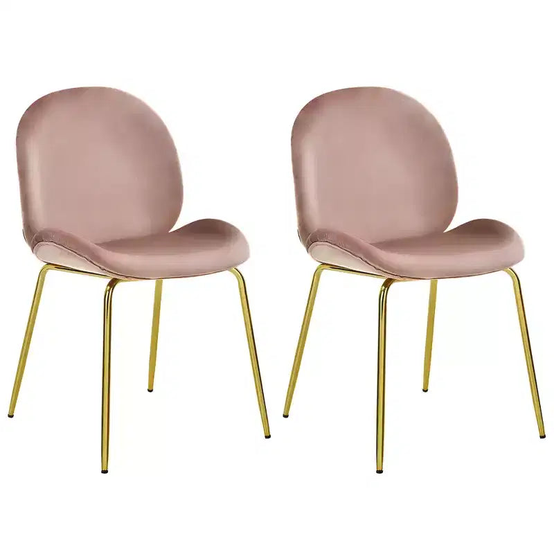 Costway Set di 2 Sedie da Pranzo in Velluto con Gambe in Metallo Dorato Rosa/Beige/Verde/Grigio