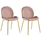 Costway Set di 2 Sedie da Pranzo in Velluto con Gambe in Metallo Dorato Rosa/Beige/Verde/Grigio