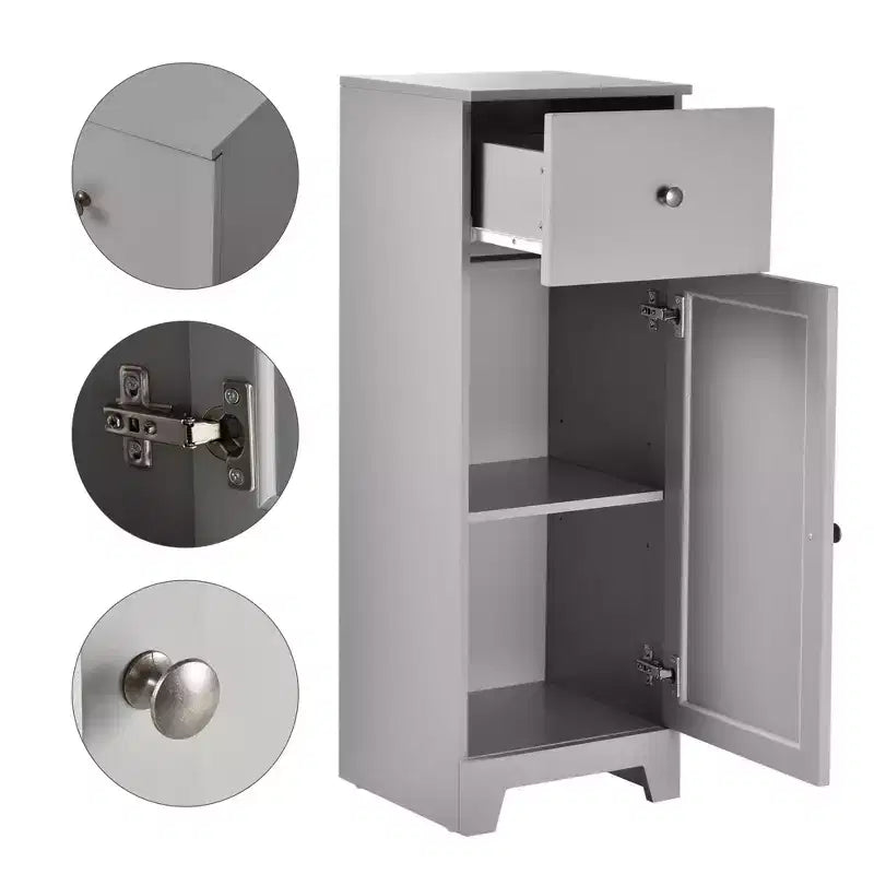 kleankin Mobiletto per Bagno Piccolo Mobile Contenitore da Terra con 1 Cassetto e Ripiano Regolabile, per Soggiorno