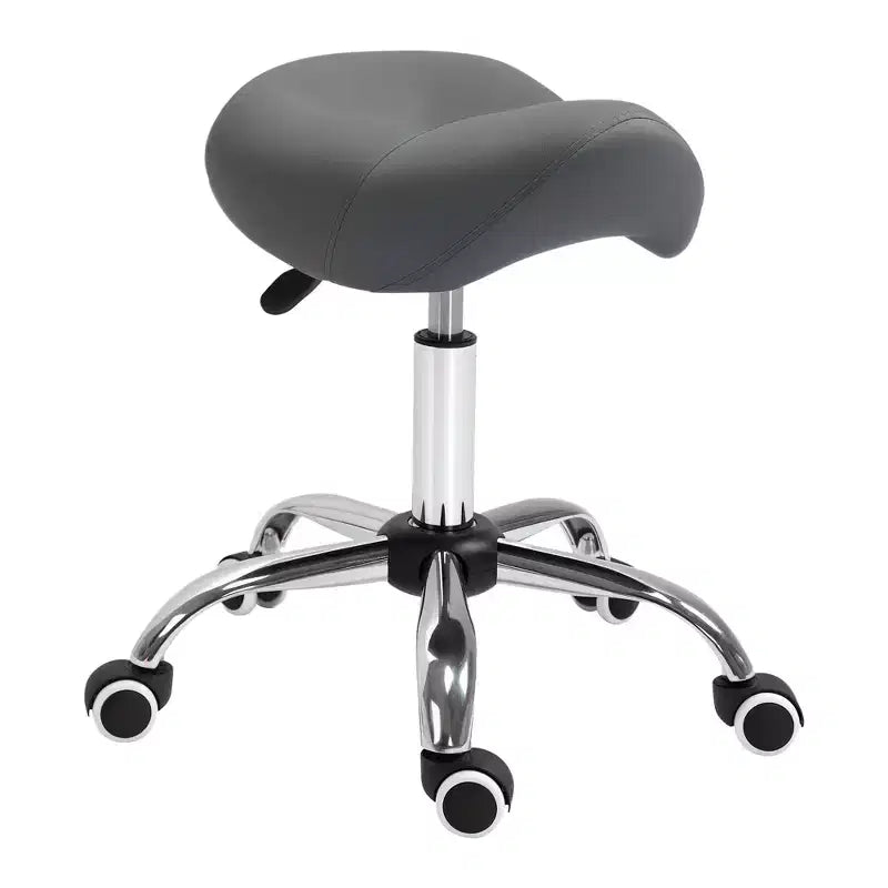 HOMCOM Ergonomic Rolling Saddle Stool PU Leather Hydraulic Spa Stool Height Adjustable Swivel Drafting Medical Salon Chair