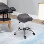 Sgabello a rotelle ergonomico HOMCOM con seduta a sella, in similpelle, idraulico, regolabile in altezza e girevole per salone, studio medico, centro estetico