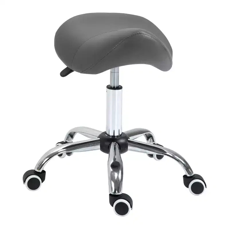 Sgabello a rotelle ergonomico HOMCOM con seduta a sella, in similpelle, idraulico, regolabile in altezza e girevole per salone, studio medico, centro estetico