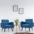 Costway Set di 2 Poltrone Accent, Sedia Divano Singolo per Casa Ufficio con Gambe in Legno