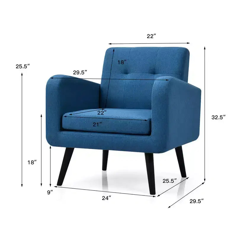 Costway Set di 2 Poltrone Accent, Sedia Divano Singolo per Casa Ufficio con Gambe in Legno