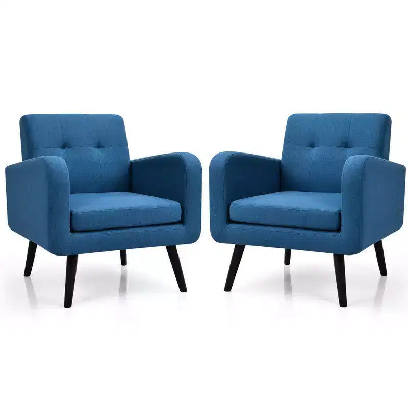 Costway Set di 2 Poltrone Accent, Sedia Divano Singolo per Casa Ufficio con Gambe in Legno