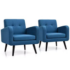 Costway 2PCS Accent Armchair Single Sofa Chair Home Office w/ Wooden Legs
