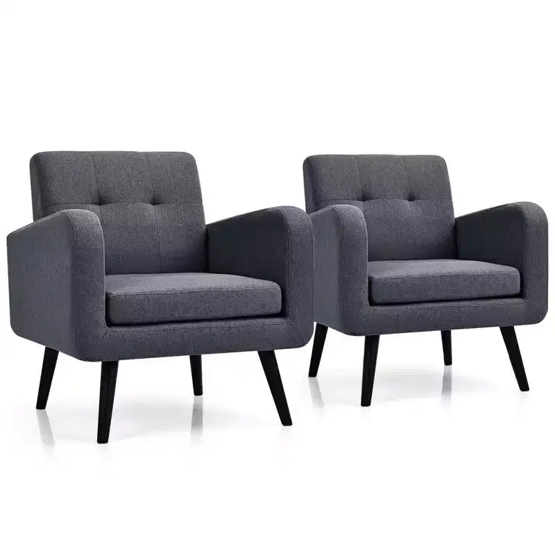 Costway Set di 2 Poltrone Accent, Sedia Divano Singolo per Casa Ufficio con Gambe in Legno