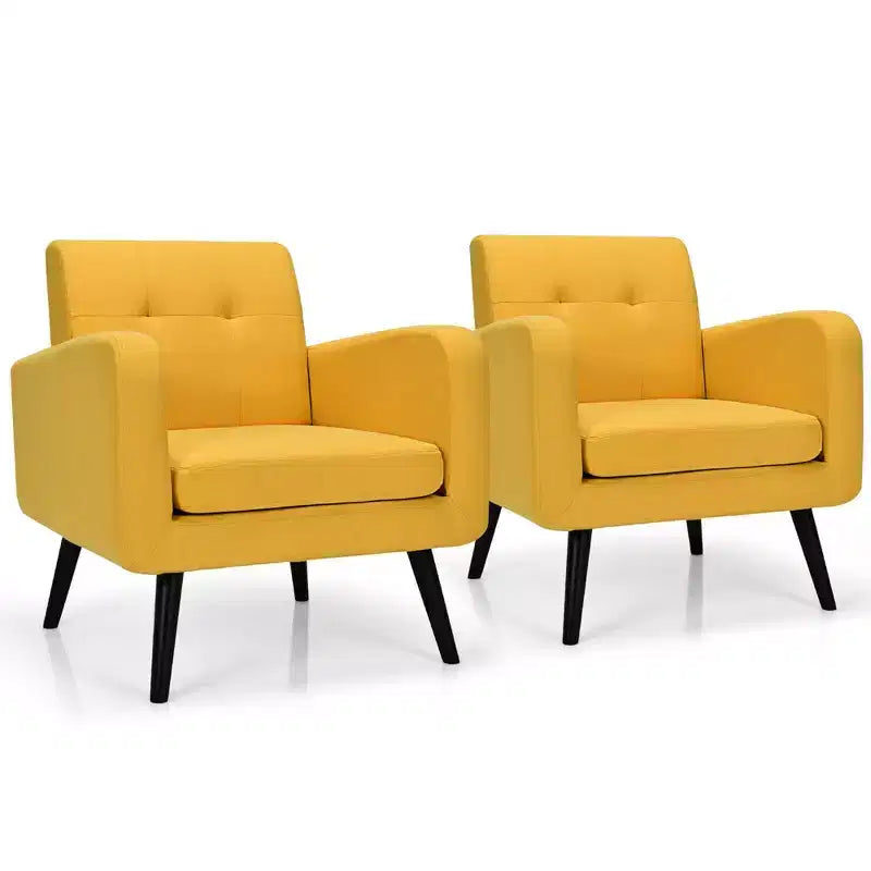 Costway Set di 2 Poltrone Accent, Sedia Divano Singolo per Casa Ufficio con Gambe in Legno