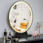 Costway Hollywood Specchio per Trucco Illuminato con Telecomando, 4 Colori Dimmerabili, Nero/Oro/Bianco