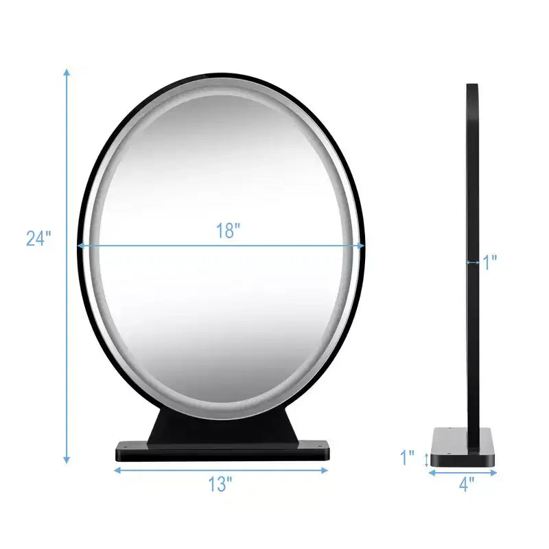 Costway Hollywood Specchio per Trucco Illuminato con Telecomando, 4 Colori Dimmerabili, Nero/Oro/Bianco