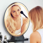 Costway Hollywood Specchio per Trucco Illuminato con Telecomando, 4 Colori Dimmerabili, Nero/Oro/Bianco