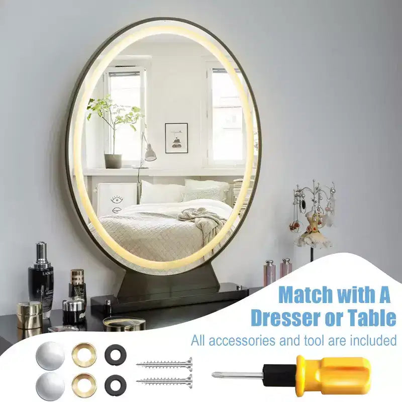 Costway Hollywood Specchio per Trucco Illuminato con Telecomando, 4 Colori Dimmerabili, Nero/Oro/Bianco