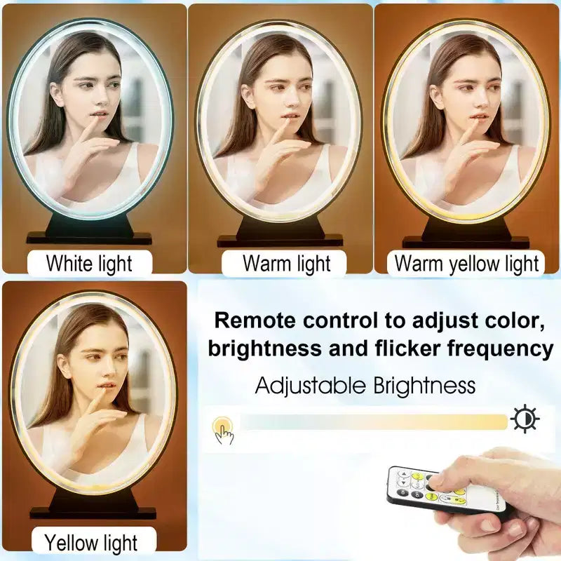 Costway Hollywood Specchio per Trucco Illuminato con Telecomando, 4 Colori Dimmerabili, Nero/Oro/Bianco