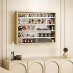 HOMCOM Vetrinetta a 5 Ripiani, Vetrina a Muro con Anta in Vetro e 4 Scaffali Regolabili
