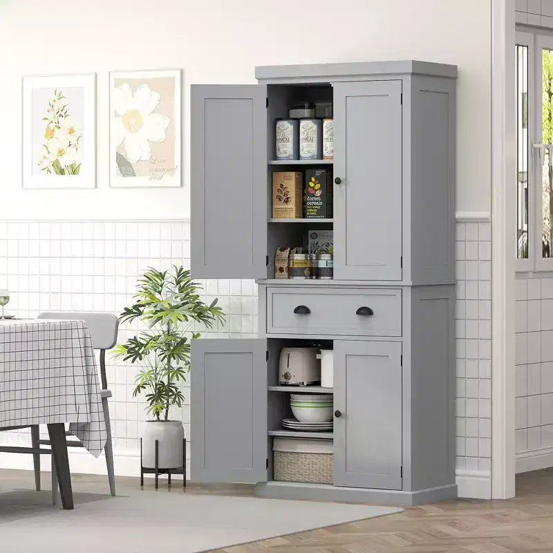 HOMCOM Dispensa da Cucina Autoportante Tradizionale 72 con 2 Armadietti, Cassetto e Ripiani Regolabili