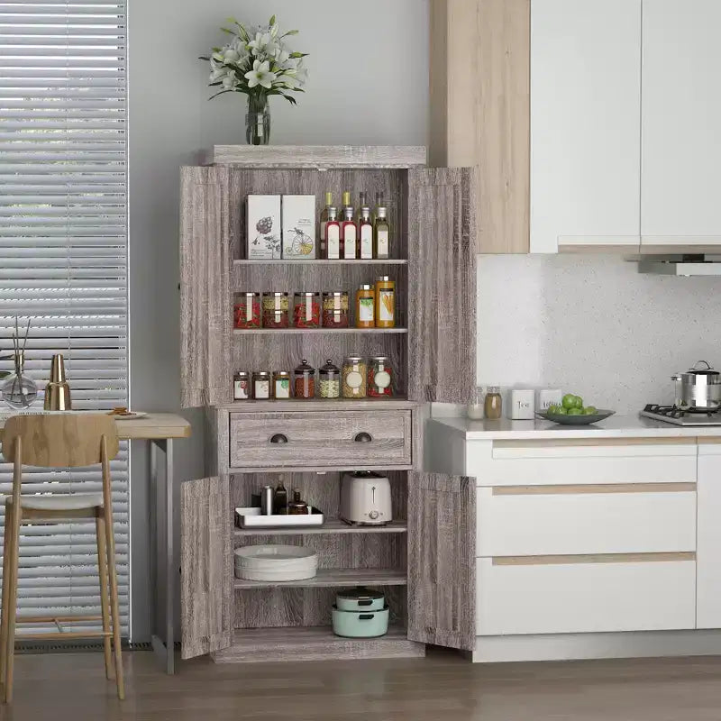 HOMCOM Dispensa da Cucina Autoportante Tradizionale 72 con 2 Armadietti, Cassetto e Ripiani Regolabili