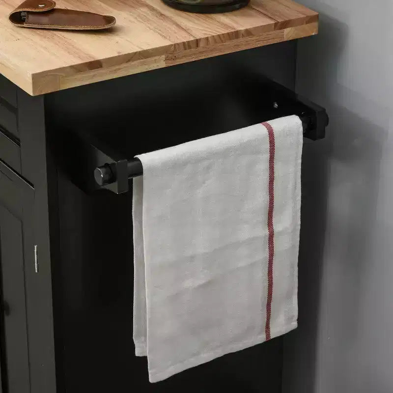 HOMCOM Isola Carrello da Cucina su Ruote con Piano in Legno di Gomma, Porta Spezie, Porta Asciugamani e Cassetti per Sala da Pranzo