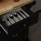HOMCOM Isola Carrello da Cucina su Ruote con Piano in Legno di Gomma, Porta Spezie, Porta Asciugamani e Cassetti per Sala da Pranzo
