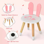 Costway Set Toeletta Bambini con Specchio e Sgabello, Tavolo da Trucco Coniglietto per Bambini, Bianco/Rosa