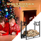 Costway Rastrelliera Portalegna 36'' con Set 4 Utensili e Supporti per Accendifuoco per Interno Esterno