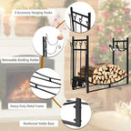 Costway Rastrelliera Portalegna 36'' con Set 4 Utensili e Supporti per Accendifuoco per Interno Esterno