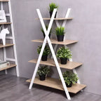 Costway Scaffale a 4 Ripiani Scaffali per Esposizione Libreria a Scala a Forma di X
