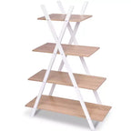 Costway Scaffale a 4 Ripiani Scaffali per Esposizione Libreria a Scala a Forma di X