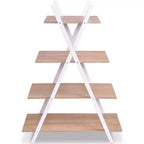 Costway Scaffale a 4 Ripiani Scaffali per Esposizione Libreria a Scala a Forma di X
